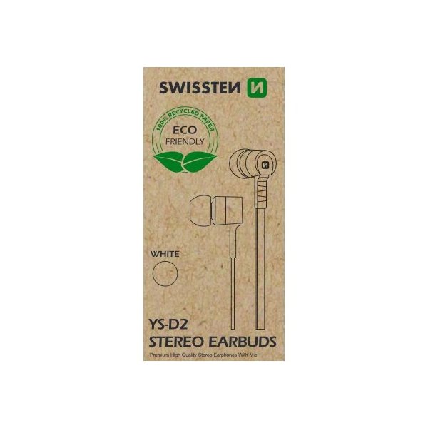 Swissten sluchátka earbuds rainbow ys-d2 bílá (eco balení)