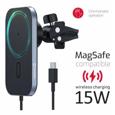 Swissten magnetický držák do ventilace auta s bezdrátovým nabíjením 15w (kompatibilní s magsafe)