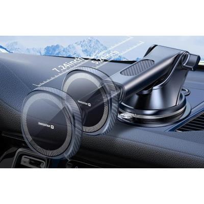 Swissten magnetický držák do auta s bezdrátovým nabíjením 15w dashboard (kompatibilní s magsafe)