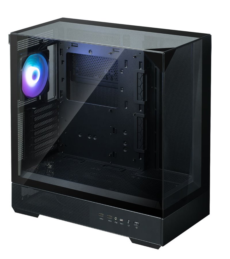 Zalman skříň P40 Prism / miniIT / 120mm ARGB fan / 2xUSB 3.0 / USB-C / panoramatická / černá