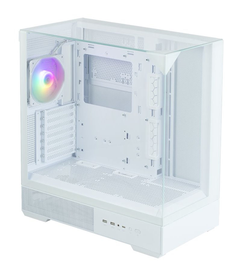 Zalman skříň P40 Prism / miniIT / 120mm ARGB fan / 2xUSB 3.0 / USB-C / panoramatická / bílá