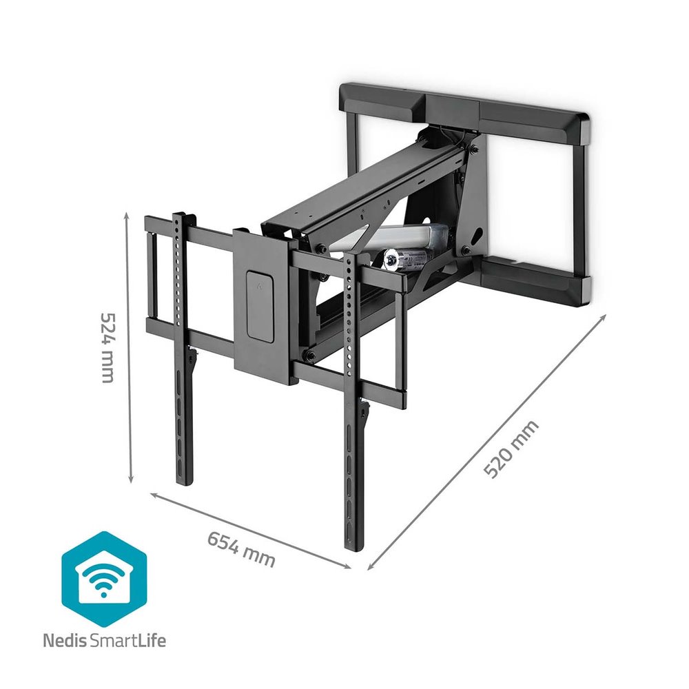 NEDIS nástěnný TV držák/ 37 - 75"/ nosnost 35 kg/ motorizovaný/ otočný/ vdálenost od stěny 48,5 cm/ DO/ ocel/ černý
