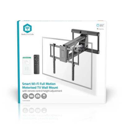 NEDIS nástěnný TV držák/ 37 - 75"/ nosnost 35 kg/ motorizovaný/ otočný/ vdálenost od stěny 48,5 cm/ DO/ ocel/ černý