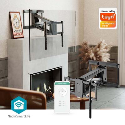 NEDIS nástěnný TV držák/ 37 - 75"/ nosnost 35 kg/ motorizovaný/ otočný/ vdálenost od stěny 48,5 cm/ DO/ ocel/ černý