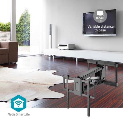 NEDIS nástěnný TV držák/ 37 - 75"/ nosnost 35 kg/ motorizovaný/ otočný/ vdálenost od stěny 48,5 cm/ DO/ ocel/ černý