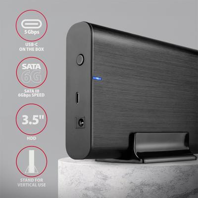 AXAGON hliníkový box pro 3,5" SATA HDD / EE35-A6C / USB-C 3.2 Gen1 / kabel 60cm