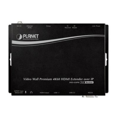 Planet IHD-420PR, HDMI a USB video reciever/ video wall, 4K/60, přijímač, multicast, IR, RS-232, napájení PoE