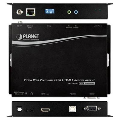 Planet IHD-420PT, HDMI a USB video transmitter/ video wall, 4K/60, vysílač, multicast, IR, RS-232, napájení PoE