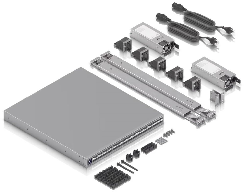 Ubiquiti Enterprise Campus Aggregation - L3 switch, 48x SFP28, 6x QSFP28, MC-LAG, Etherlighting, 2x hot-swap PSU
