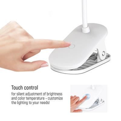 Colorway stolní LED lampa / CW-DL02B-B/ Integrovaná baterie / Klip/ Bílá