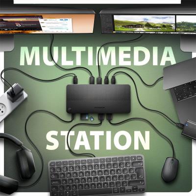 AXAGON dockovací stanice USB4 40Gbps s duálním 4K výstupem / HMC-U4 / HDMI / DP / PD100W / 5x USB / USB-C kabel 80cm