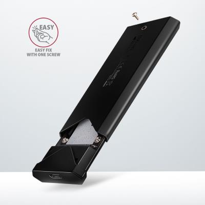 AXAGON box na M.2 NVMe SSD / EEM2-UB2 / USB-C / USB 3.2 Gen2 / černý / kabel 20cm USB-C na USB-C