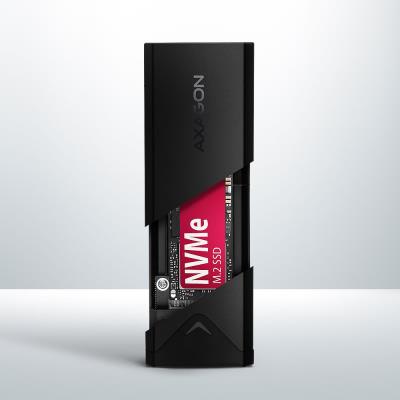 AXAGON box na M.2 NVMe SSD / EEM2-UB2 / USB-C / USB 3.2 Gen2 / černý / kabel 20cm USB-C na USB-C