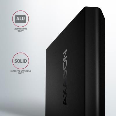 AXAGON box na M.2 NVMe SSD / EEM2-UB2 / USB-C / USB 3.2 Gen2 / černý / kabel 20cm USB-C na USB-C