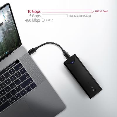 AXAGON box na M.2 NVMe SSD / EEM2-UB2 / USB-C / USB 3.2 Gen2 / černý / kabel 20cm USB-C na USB-C