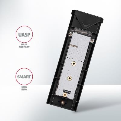 AXAGON box na M.2 NVMe SSD / EEM2-UB2 / USB-C / USB 3.2 Gen2 / černý / kabel 20cm USB-C na USB-C