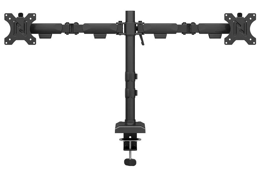 Neomounts NERO Double Flat Screen Desk Mount 10-32 " (phone holder+Quick-fix clamp/grommet)
