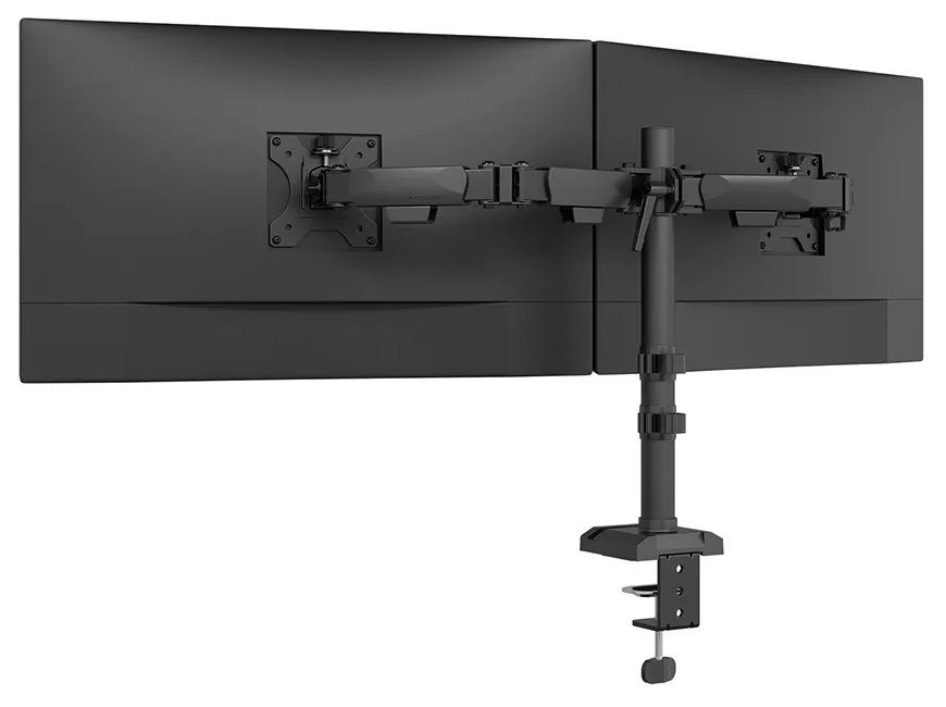 Neomounts NERO Double Flat Screen Desk Mount 10-32 " (phone holder+Quick-fix clamp/grommet)
