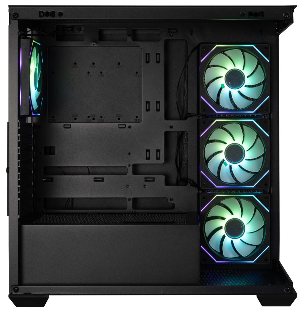 BitFenix skříň CETO Cube / 4x 120mm ARGB fan / 2x USB 3.0 / USB-C / tvrzené sklo / černá