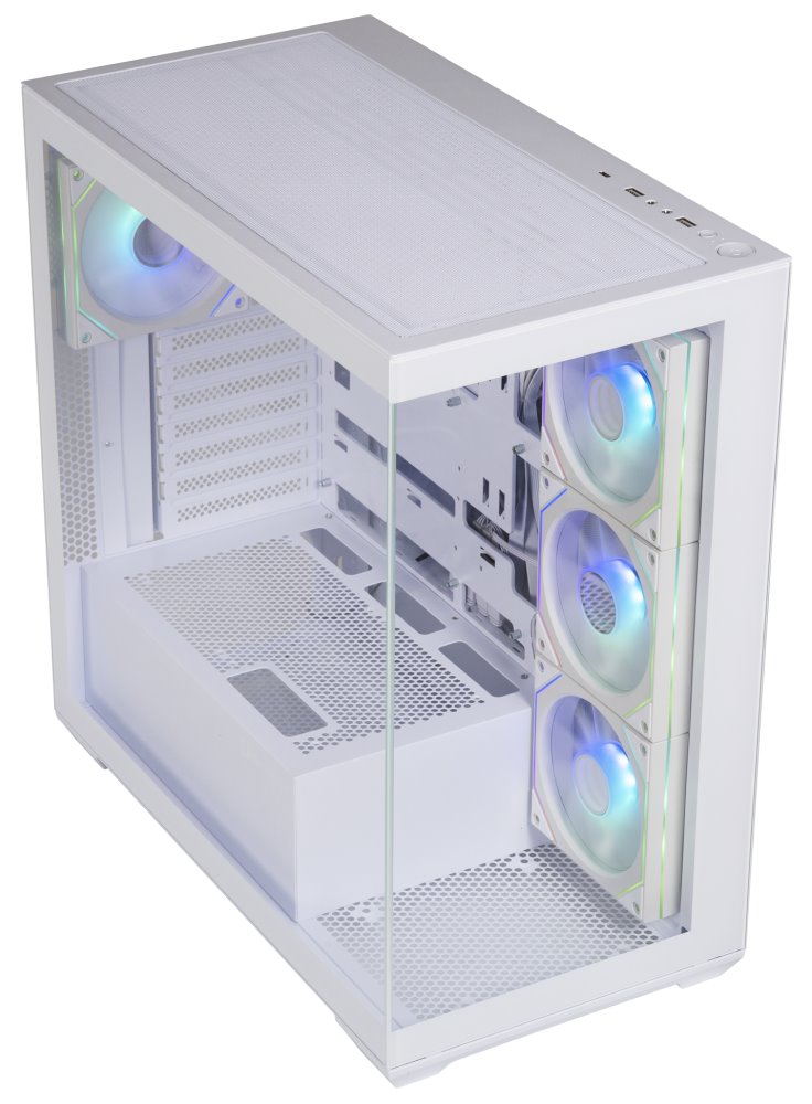 BitFenix skříň CETO Cube / 4x 120mm ARGB fan / 2x USB 3.0 / USB-C / tvrzené sklo / bílá