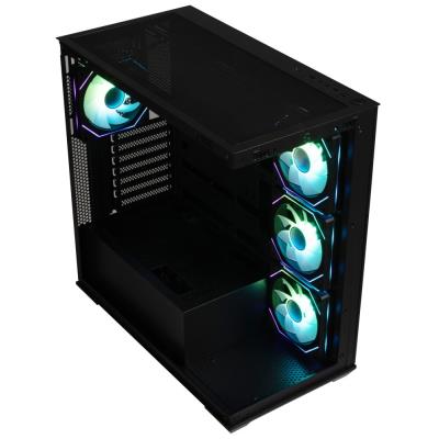 BitFenix skříň CETO Cube / 4x 120mm ARGB fan / 2x USB 3.0 / USB-C / tvrzené sklo / černá