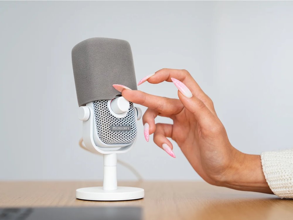 Endorfy mikrofon Solum Voice S Onyx White / drátový / pop-up filtr / RGB podsvícení / USB-C / bílý