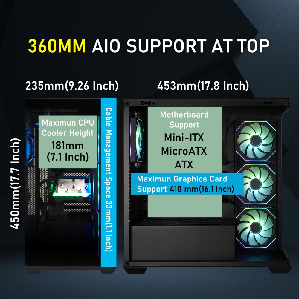 BitFenix skříň CETO Cube / 4x 120mm ARGB fan / 2x USB 3.0 / USB-C / tvrzené sklo / černá