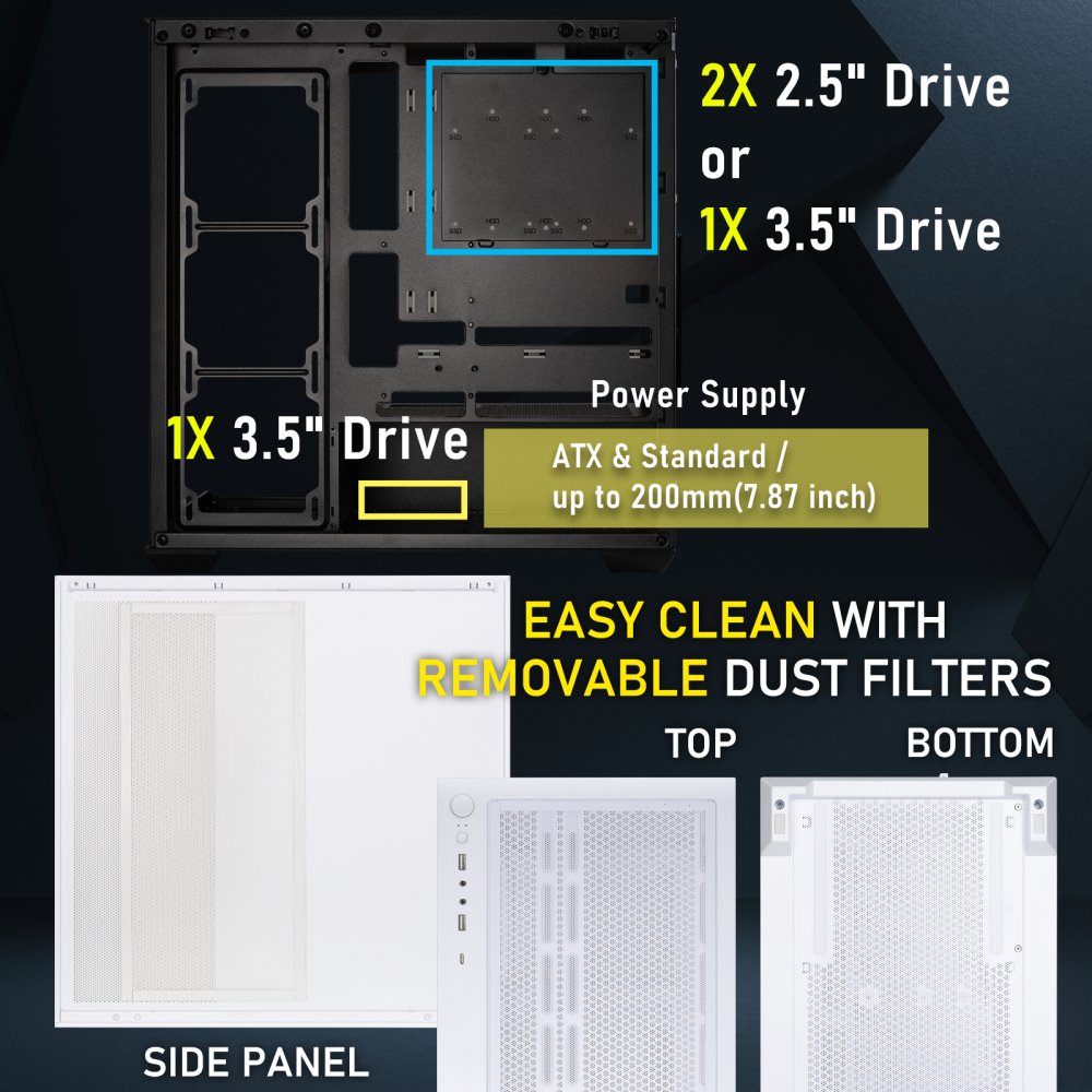 BitFenix skříň CETO Cube / 4x 120mm ARGB fan / 2x USB 3.0 / USB-C / tvrzené sklo / bílá