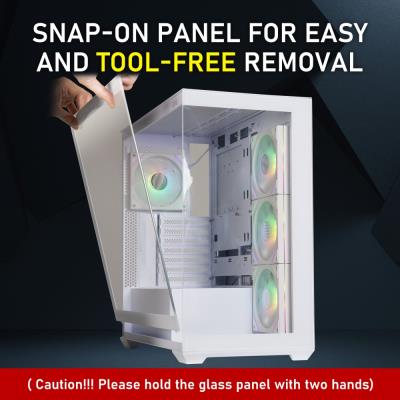 BitFenix skříň CETO Cube / 4x 120mm ARGB fan / 2x USB 3.0 / USB-C / tvrzené sklo / bílá