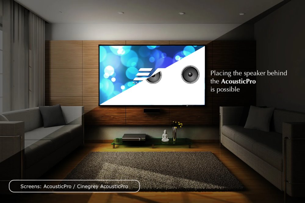 ELITE SCREENS plátno v pevném rámu 120" (304,8cm)/ 16:9/ 147,8×264cm/ gain 1,0/ AcousticPro UHD/ bezrámové