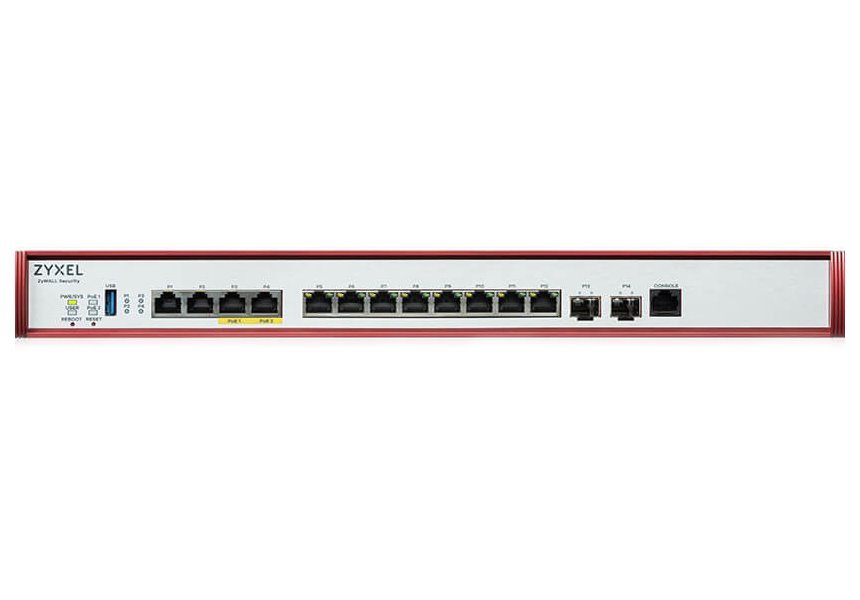 Zyxel USG FLEX 700H Series, User-def. ports with 2*2.5G, 2*10G (PoE+) & 8*1G, 2*SFP+, 1*USB, 1 YR Entry Defense Pack