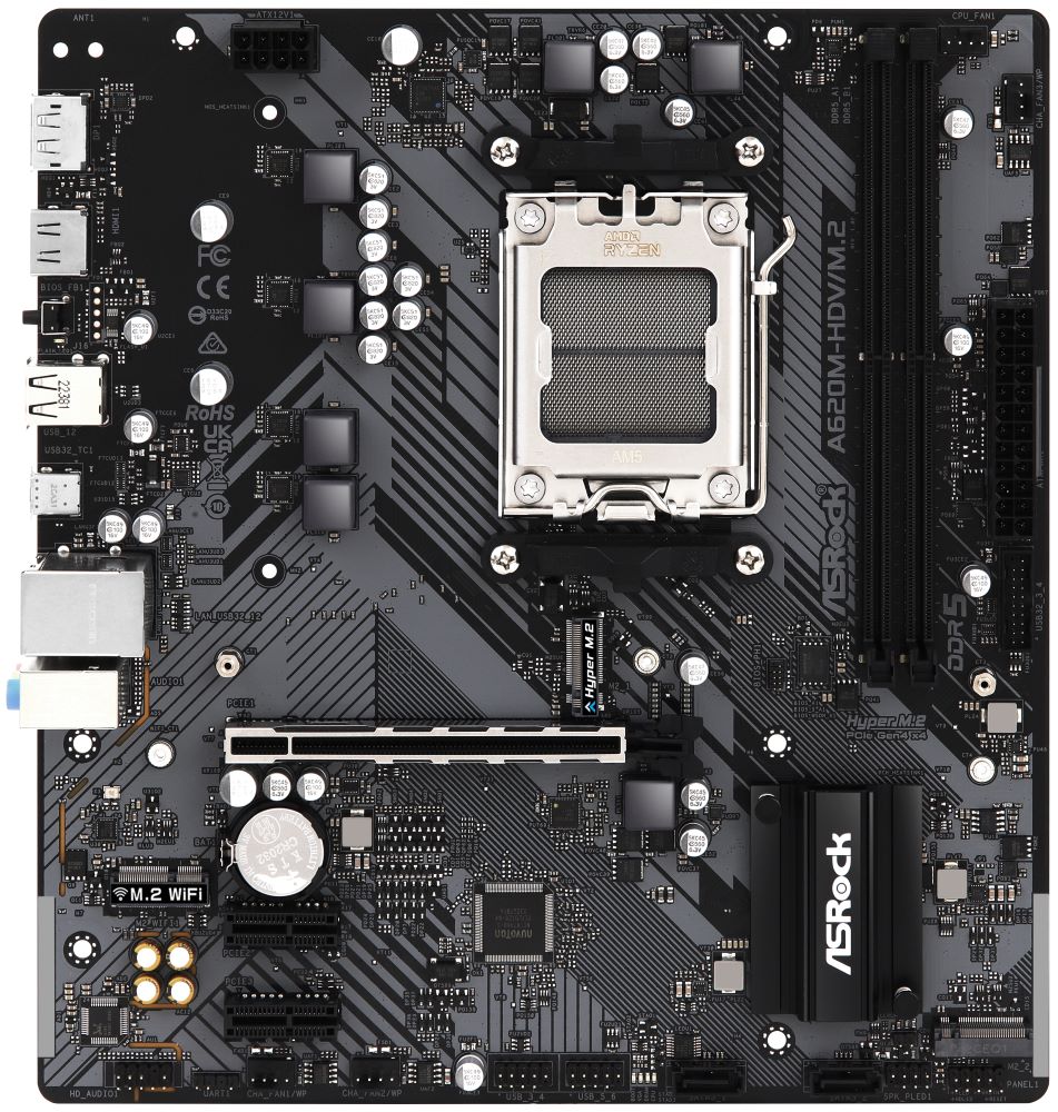 OPRAVENÉ - ASRock A620M-HDV/M.2 / AMD A620 / AM5 / 2x DDR5 DIMM / 2x M.2 / HDMI / DP / USB-C/ mATX
