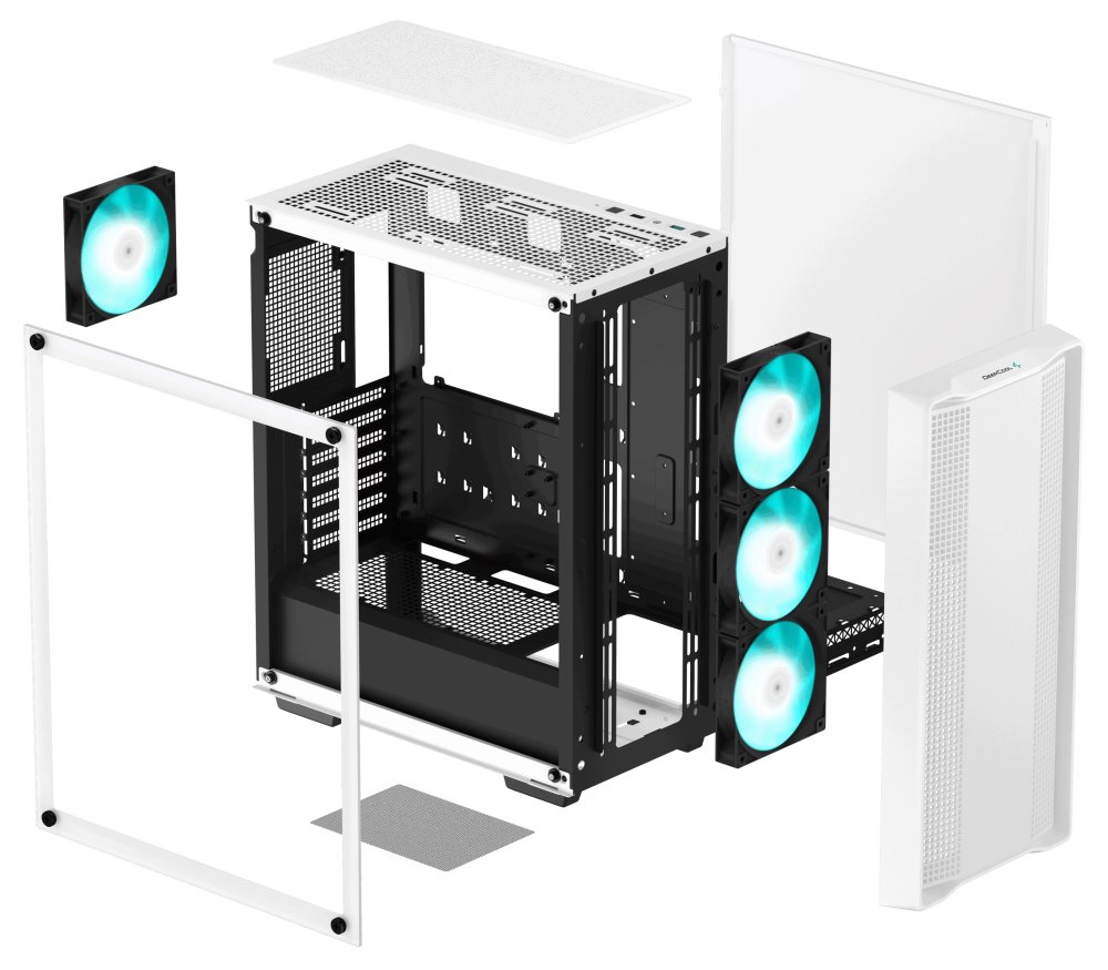 DEEPCOOL skříň CC560 V2 / ATX / 4x120 mm fan / USB 3.0 / USB 2.0 / bílá