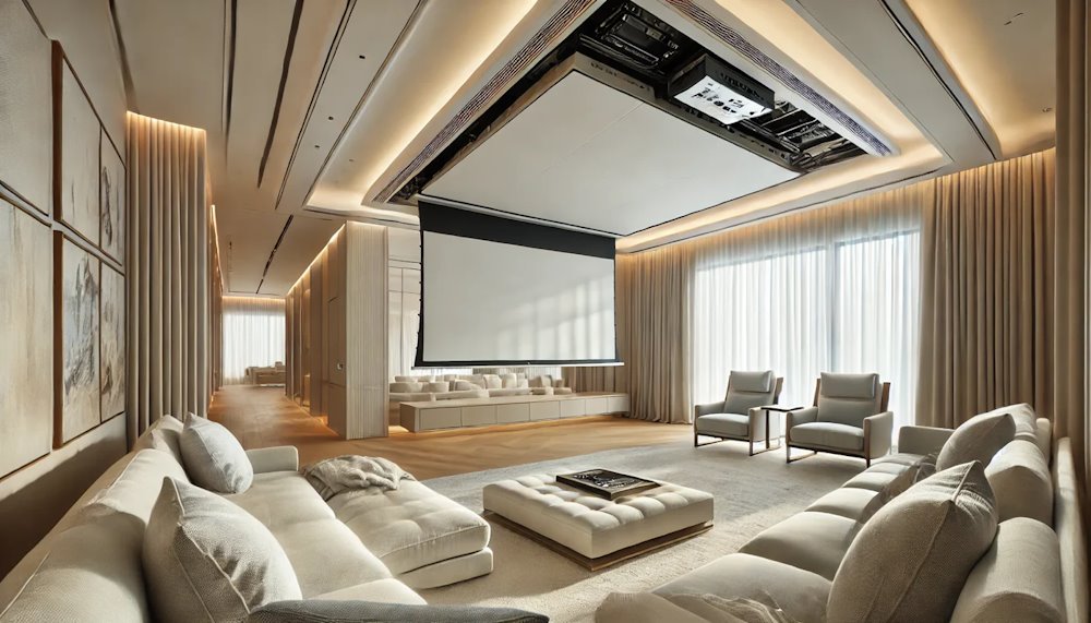 ELITE SCREENS plátno elektrické motorové stropní 84" (213,4cm)/ 16:9/ 104,6×185,9cm/ gain 1.1/ 20" drop