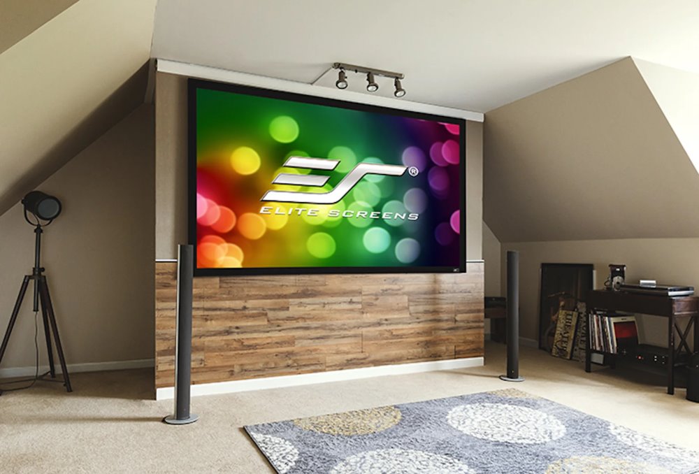 ELITE SCREENS plátno v pevném rámu 110" (279,4cm)/ 16:9/ 137×243,5cm/ gain 1.1/ rám černý 6cm