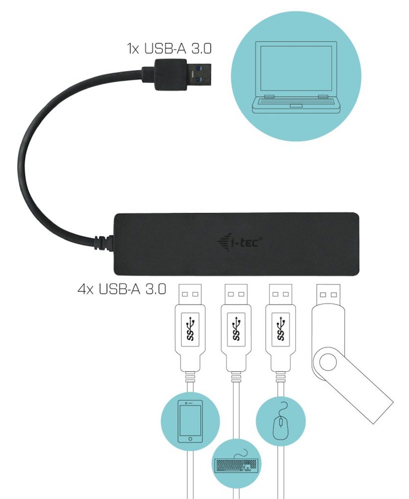 i-tec USB HUB ADVANCE/ 4 porty/ USB 3.0/ pasivní/ slim/ černý