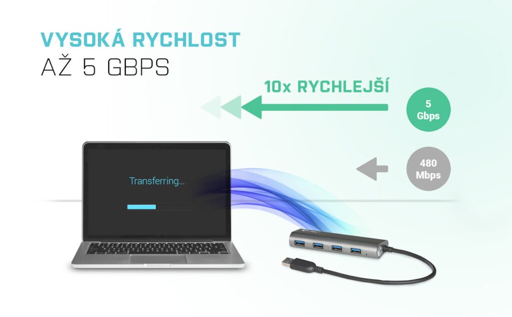 i-tec USB HUB METAL/ 4 porty/ USB 3.0/ napájecí adaptér/ kovový