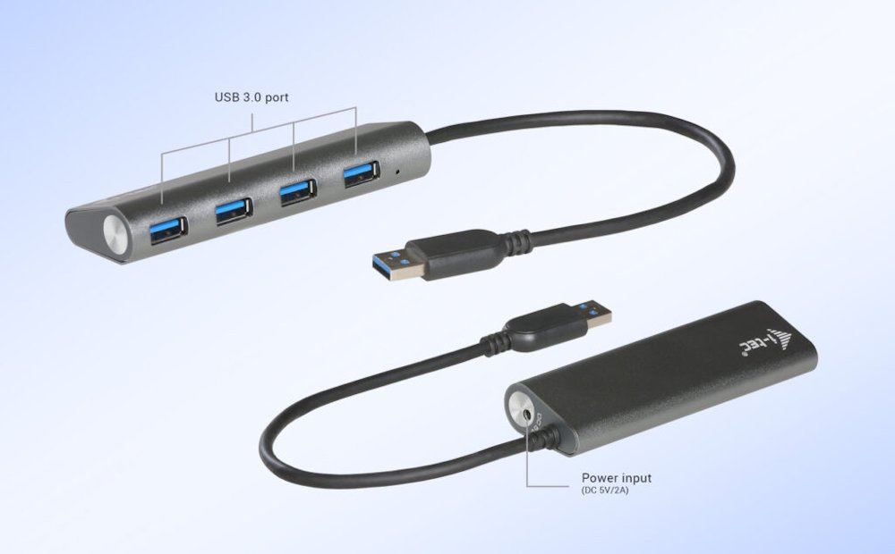 i-tec USB HUB METAL/ 4 porty/ USB 3.0/ napájecí adaptér/ kovový