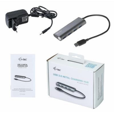 i-tec USB HUB METAL/ 4 porty/ USB 3.0/ napájecí adaptér/ kovový