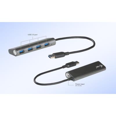 i-tec USB HUB METAL/ 4 porty/ USB 3.0/ napájecí adaptér/ kovový
