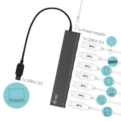 i-tec USB HUB METAL/ 7 portů/ USB 3.0/ napájecí adaptér/ kovový