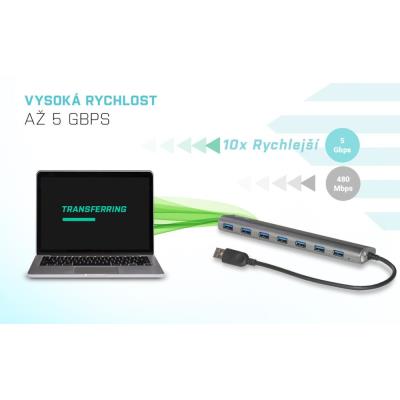 i-tec USB HUB METAL/ 7 portů/ USB 3.0/ napájecí adaptér/ kovový