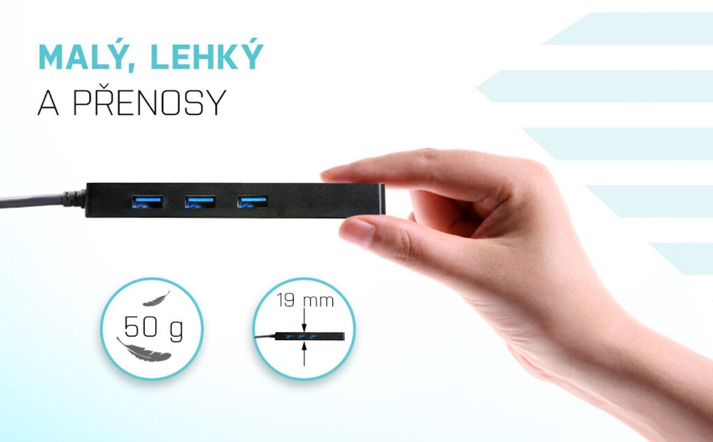 i-tec USB HUB ADVANCE/ 3 porty/ USB 3.0/ Gigabit Ethernet adaptér (RJ45)/ slim/ černý