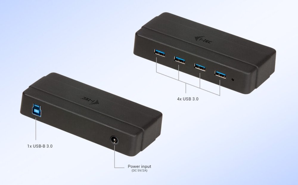 i-tec USB HUB Charging/ 4 porty/ 1 nabíjecí port/ USB 3.0/ napájecí adaptér/ černý