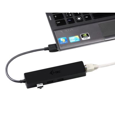 i-tec USB HUB ADVANCE/ 3 porty/ USB 3.0/ Gigabit Ethernet adaptér (RJ45)/ slim/ černý