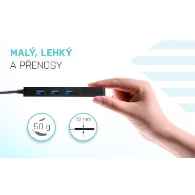 i-tec USB HUB ADVANCE/ 3 porty/ USB 3.0/ Gigabit Ethernet adaptér (RJ45)/ slim/ černý