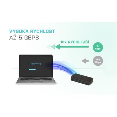 i-tec USB HUB Charging/ 4 porty/ 1 nabíjecí port/ USB 3.0/ napájecí adaptér/ černý