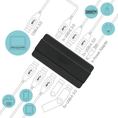 i-tec USB HUB Charging/ 7 portů/ 2 nabíjecí port/ USB 3.0/ napájecí adaptér/ černý