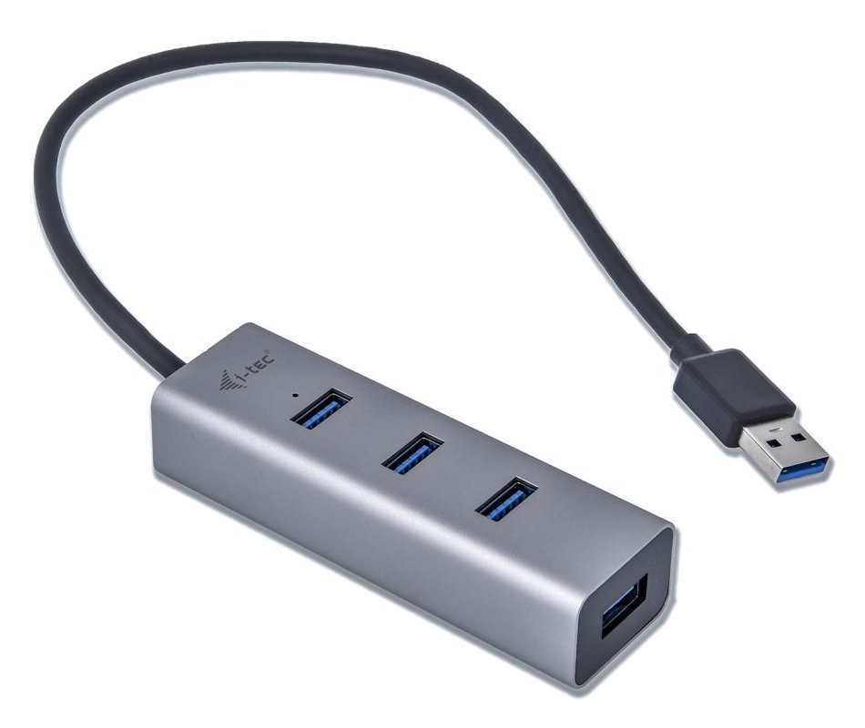 i-tec USB HUB METAL/ 4 porty/ USB 3.0/ pasivní/ kovový/ šedý