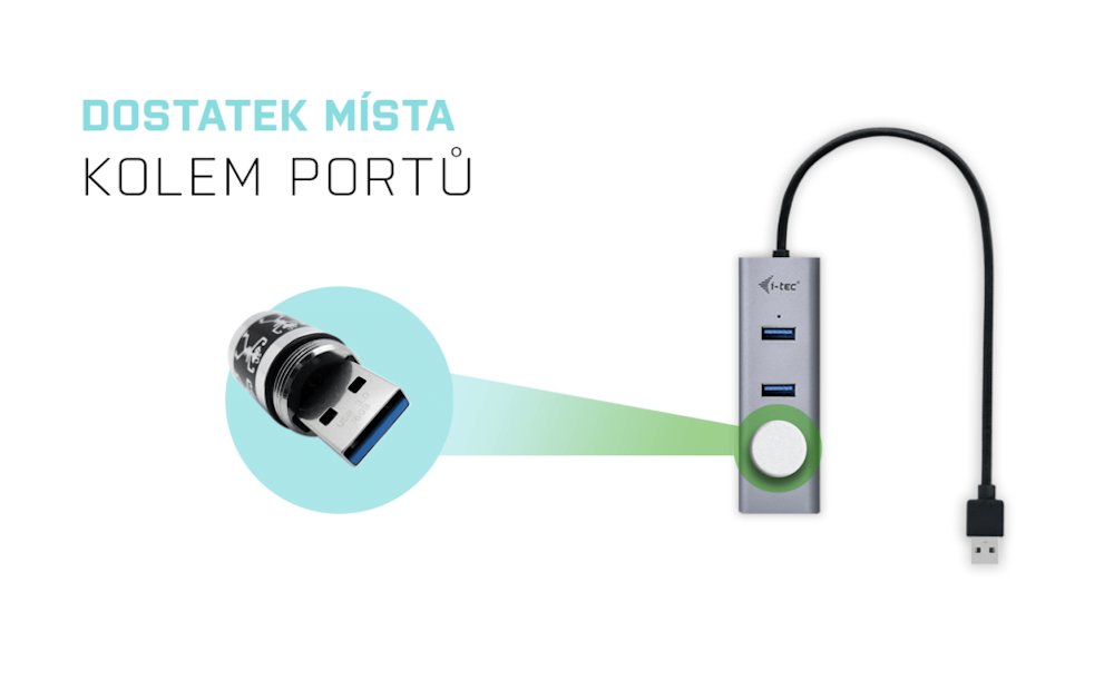 i-tec USB HUB METAL/ 4 porty/ USB 3.0/ pasivní/ kovový/ šedý